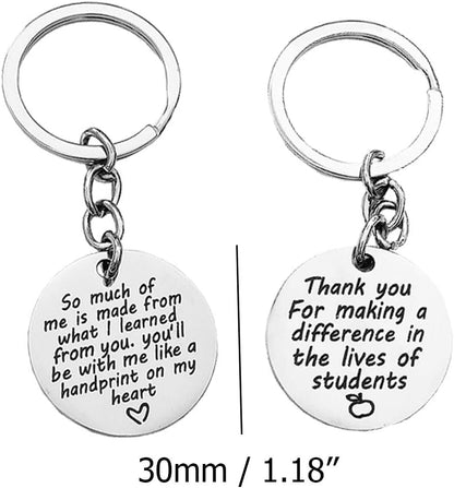 4 Pcs Teacher Appreciation Keychains, Thank You Gift Decoration Jewelry Key Ring for Teachers from Students with Extra 4 Keyrings