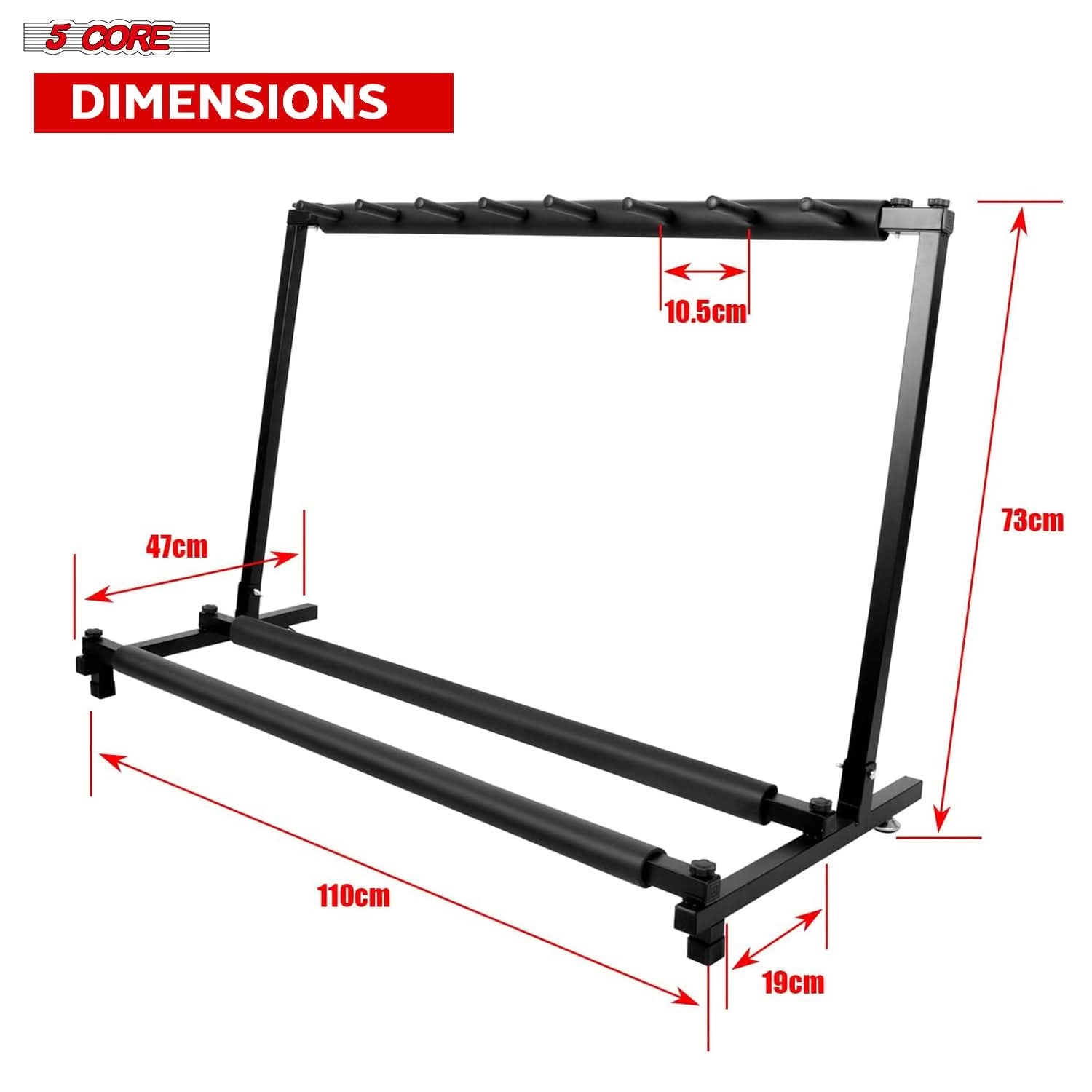 5 Core Multi Guitar Rack Stand Floor 7 Slot Adjustable Flying V Guitars Holder