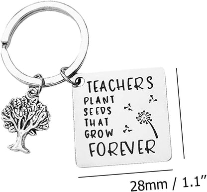 4 Pcs Teacher Appreciation Keychains, Thank You Gift Decoration Jewelry Key Ring for Teachers from Students with Extra 4 Keyrings