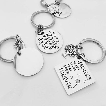 4 Pcs Teacher Appreciation Keychains, Thank You Gift Decoration Jewelry Key Ring for Teachers from Students with Extra 4 Keyrings