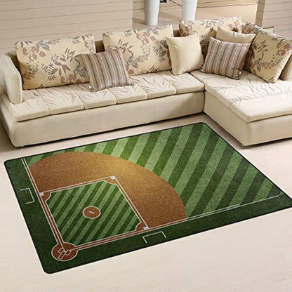 31X20 Inches Area Rugs Baseball Field Lightweight Non-Skid Rugs for 31 X 20 In